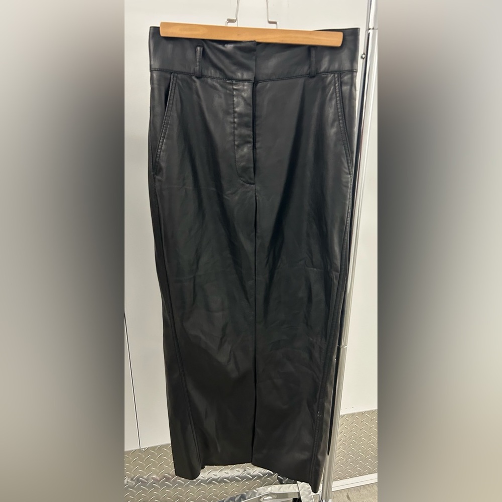Babaton Black Faux Leather Skirt, Size 4